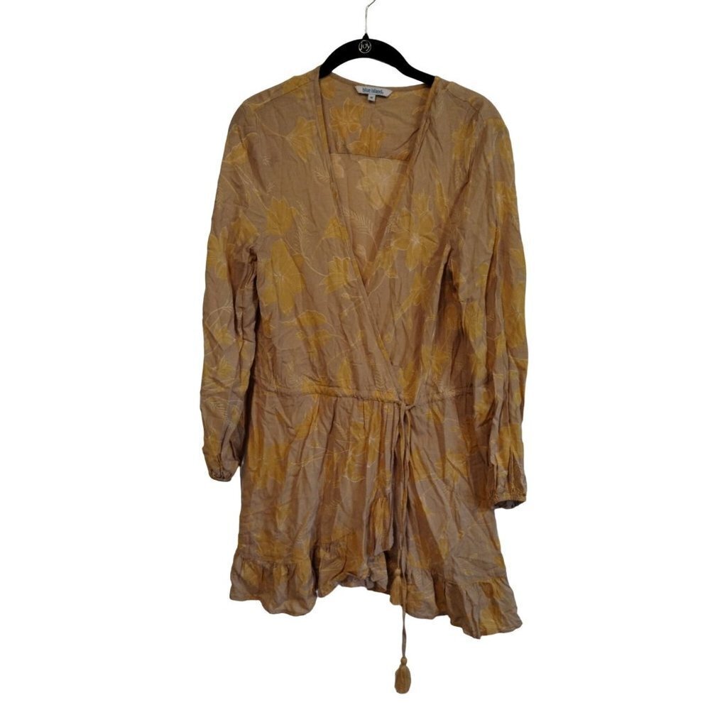 Blue Island Rayon Yellow Ruffle‎ sleeve cover dress
